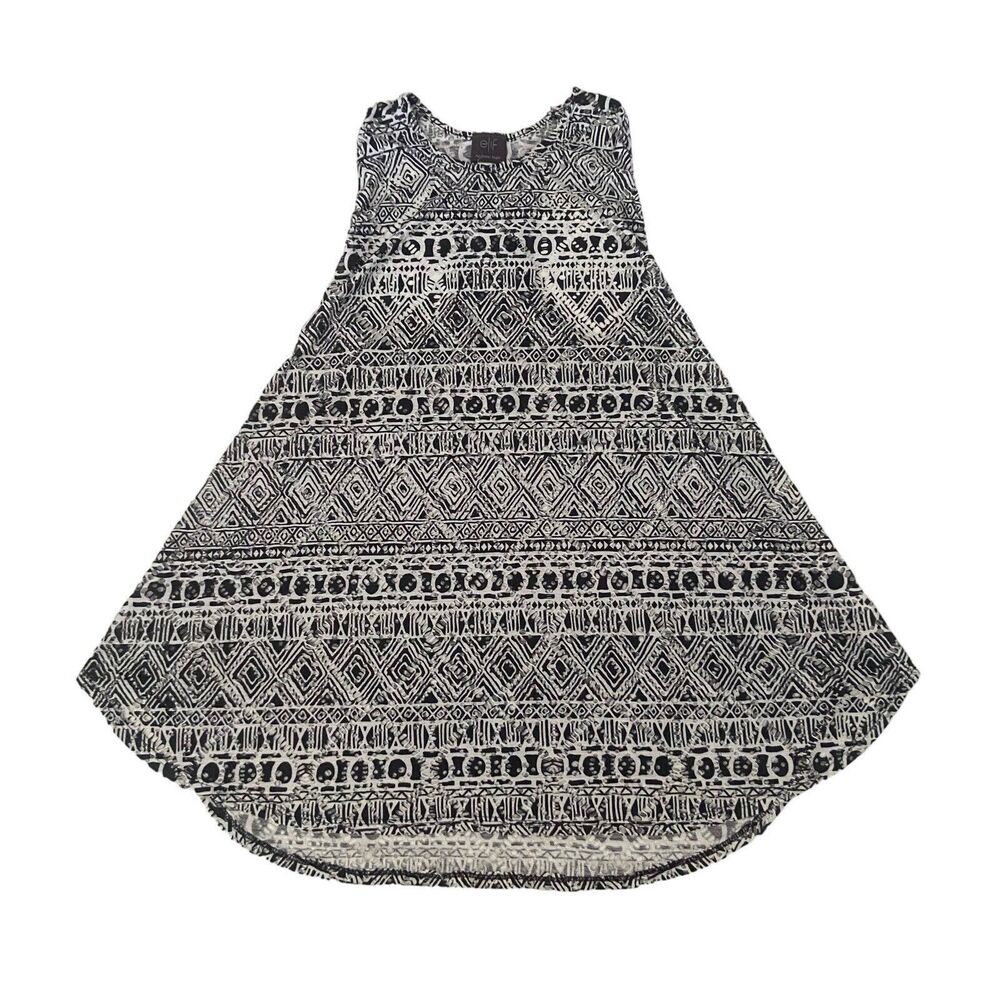Elif Women’s Sleeveless Beachwear Sheer Net Dress Racerback Size XS Black White